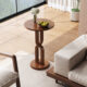 Wood Side Table with Sculptural Pedestal Base-#13