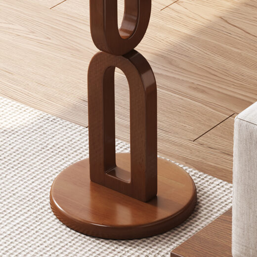 Wood Side Table with Sculptural Pedestal Base-#13