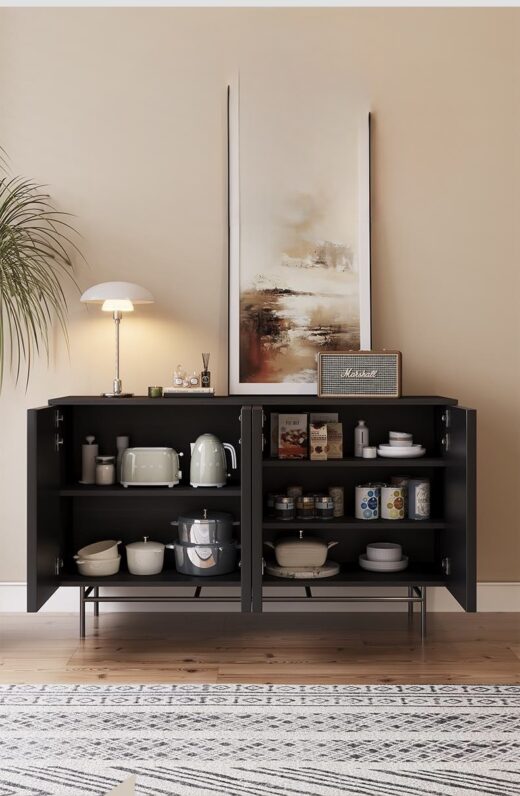 Wood Sideboard Cabinet with Patterned Doors - HBCB-02