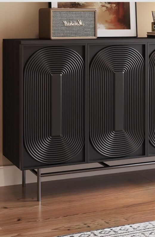 Wood Sideboard Cabinet with Patterned Doors - HBCB-02