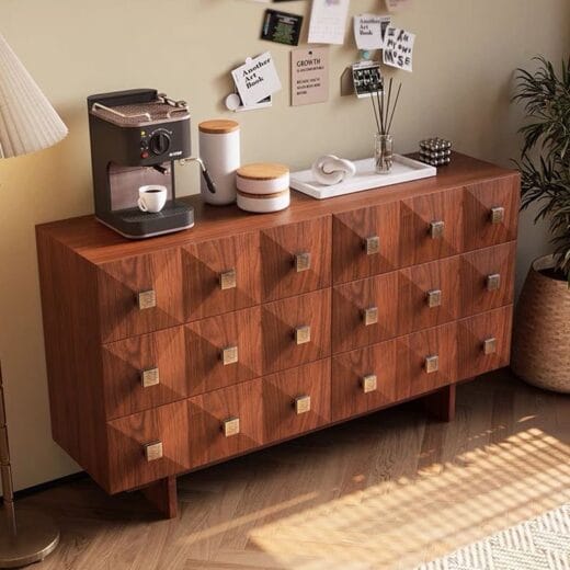 Wood Sideboard Cabinet with Geometric Drawer Front - HBCB-04