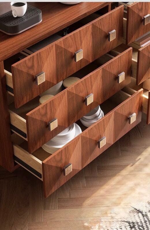 Wood Sideboard Cabinet with Geometric Drawer Front - HBCB-04