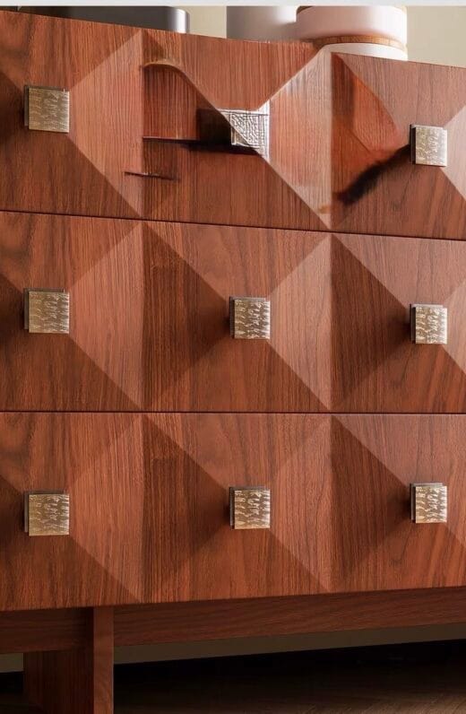 Wood Sideboard Cabinet with Geometric Drawer Front - HBCB-04