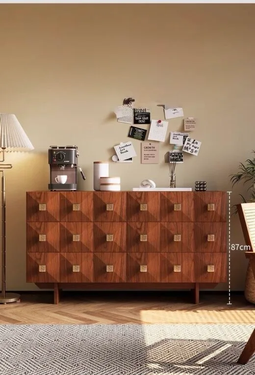 Wood Sideboard Cabinet with Geometric Drawer Front - HBCB-04