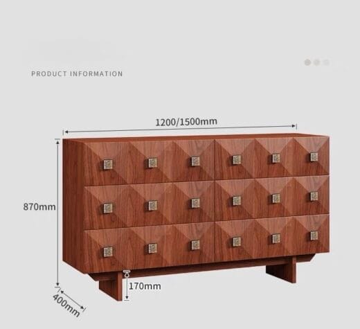 Wood Sideboard Cabinet with Geometric Drawer Front - HBCB-04