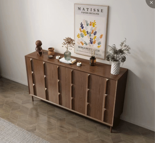Wood Sideboard Cabinet with Slatted Doors - HBCB-05