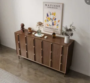 Wood Sideboard Cabinet with Slatted Doors - HBCB-05