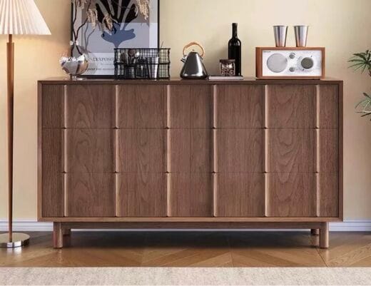 Wood Sideboard Cabinet with Slatted Doors - HBCB-05