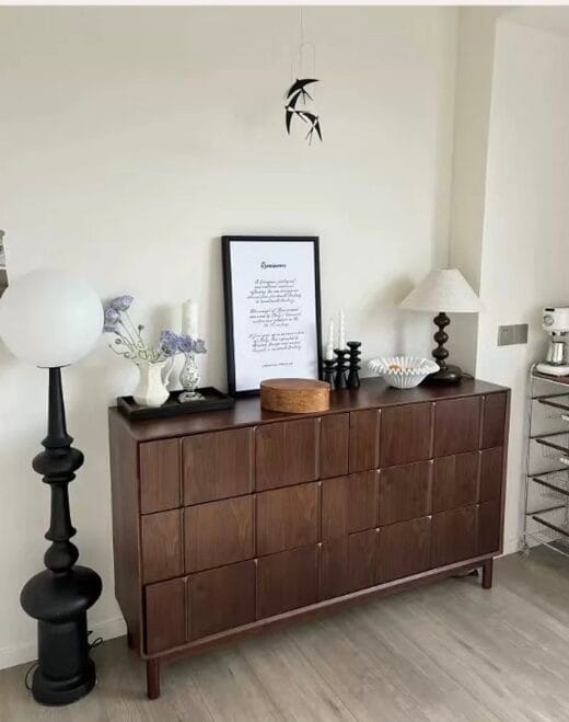 Wood Sideboard Cabinet with Slatted Doors - HBCB-05