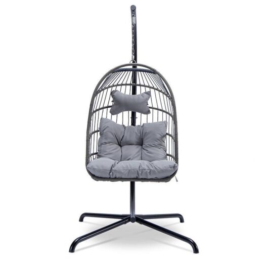 Foldable Rattan Hanging Chair with Stand