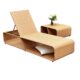 Modern outdoor rattan sun lounger with adjustable backrest + coffee table